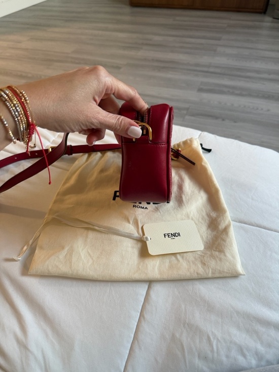 Fendi Red Embossed FF Leather Crossbody Camera Bag - Picture 4 of 6